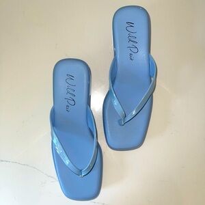 Wild Pair “Platform Jelly Thong Sandal”. Baby blue color. USA Size 8